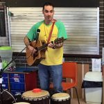 Joe from the Gathering Drum leading a session with Harbour Bears Pre-School Larne