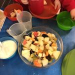 Harbour Bears Pre-School children learn how to make a healthy fruit salad