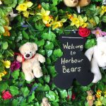 Welcome sign with teddy bears outside Harbour Bears Pre-School Larne