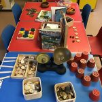 Natural objects and balancing scales during playtime