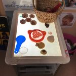 Some objets placed on a light box for inspection by pre-school children