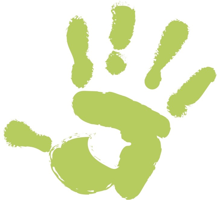 Pre-school child's hand print in green paint