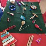 A collection of musical instruments for play