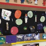 A 'Space' wall display at Harbour Bears Pre-School Larne