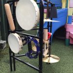 An area of the garden with lots of percussion instruments