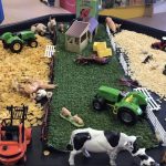 A tuff tray for farmyard play